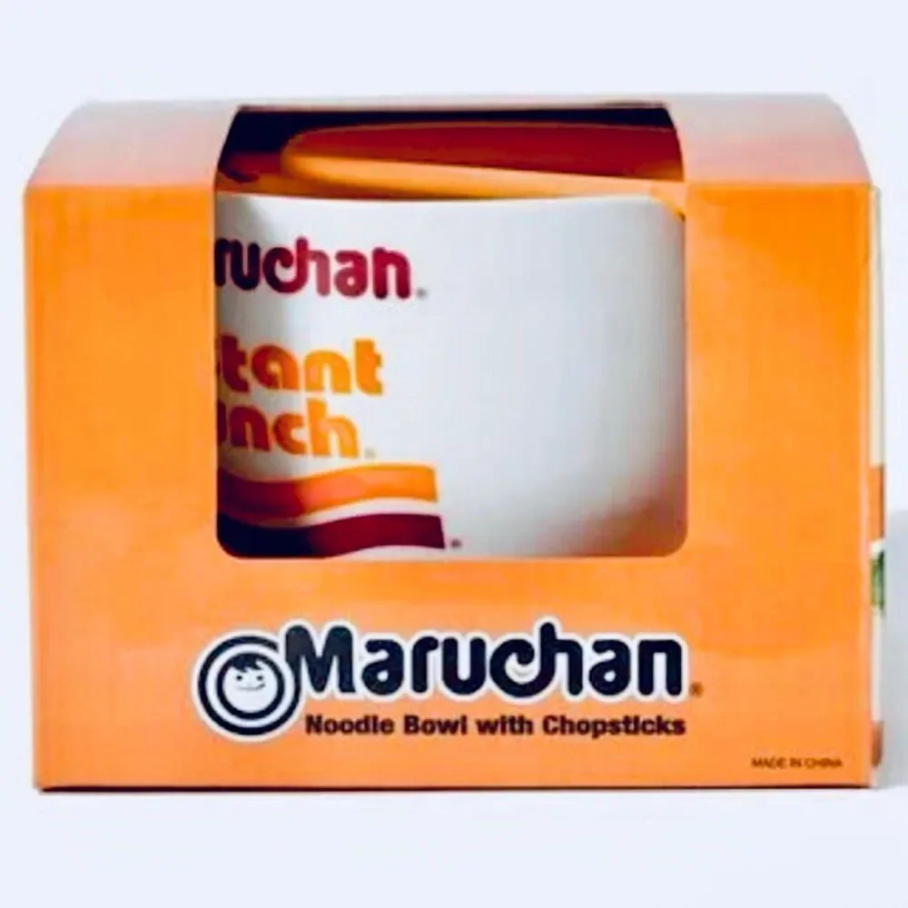 NWT Maruchan Ramen Microwave Dishwasher Safe Ceramic Bowl w/ Reusable Chopsticks